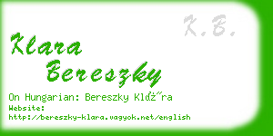 klara bereszky business card